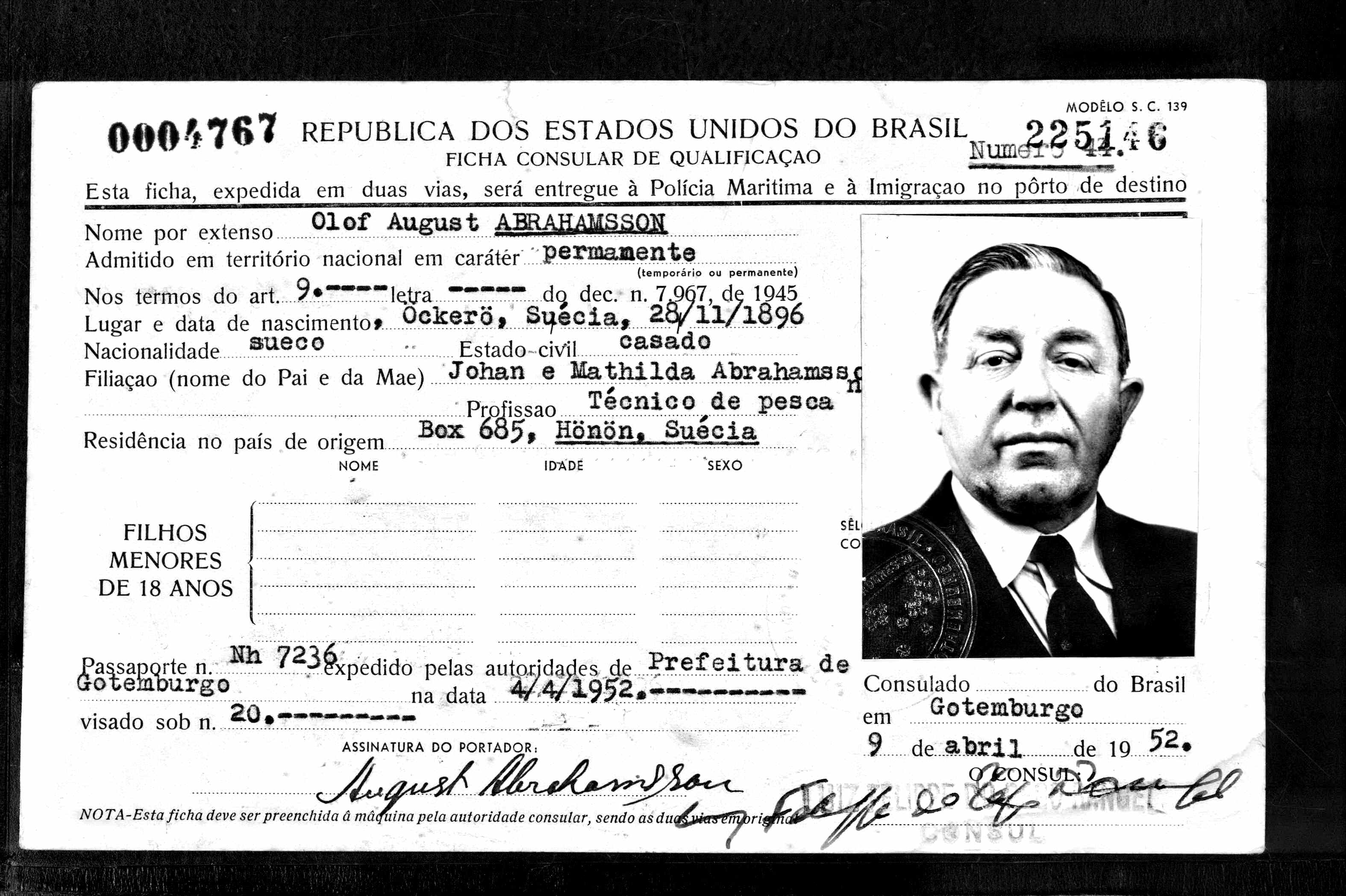 Rio de Janeiro, Brasilien, immigrationskort, 1900-1965