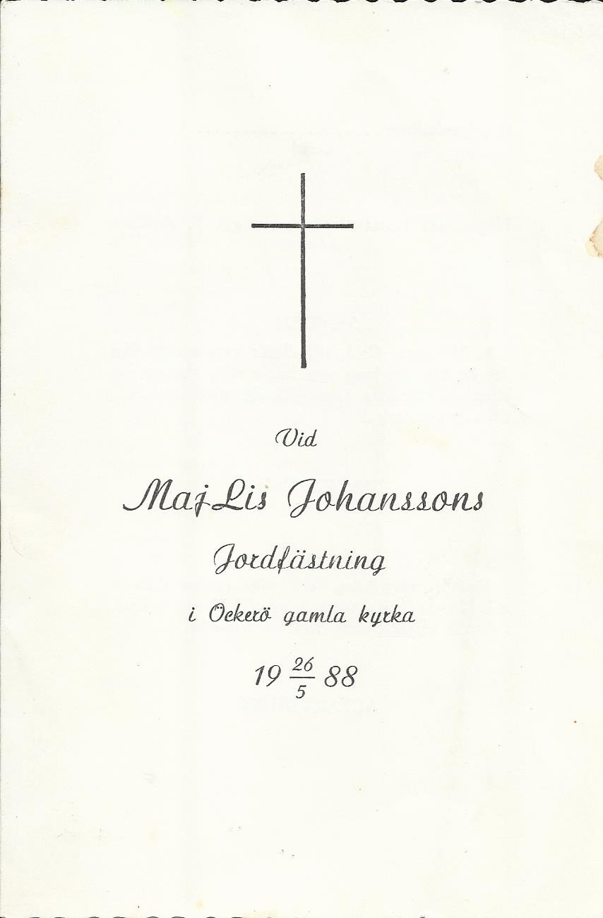 Minneskort för Majlis Johansson