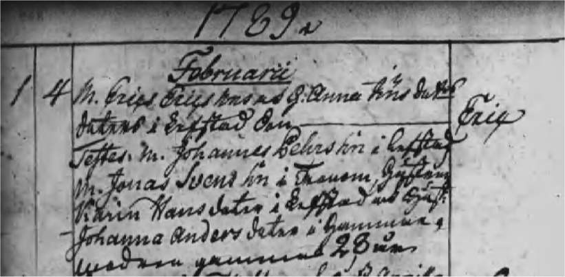 Födelseboken Torsby 1789
