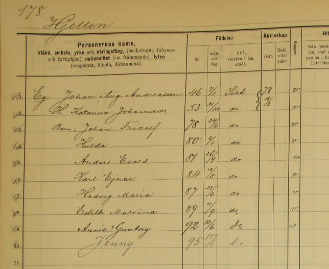 Husförhör 1891-95 AI:36 Sid 178