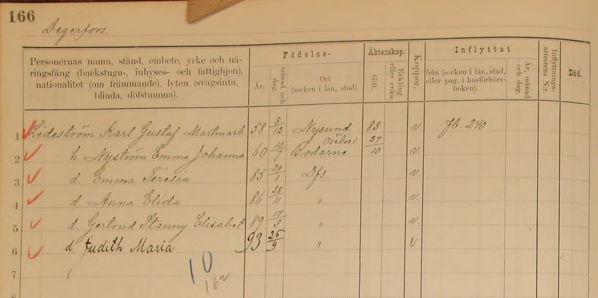 Husförhör Degerfors AI:3 Sid 166 1891-95