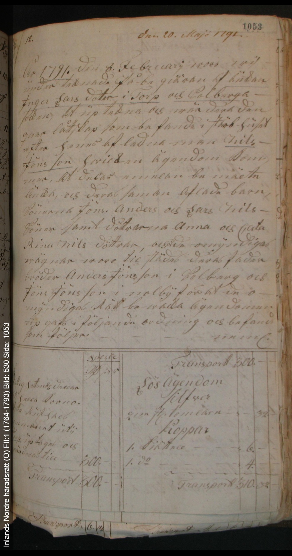 Inlands-Nordre-häradsrätt-O-FII-1-1764-1793-Bild-530-Sida-1053