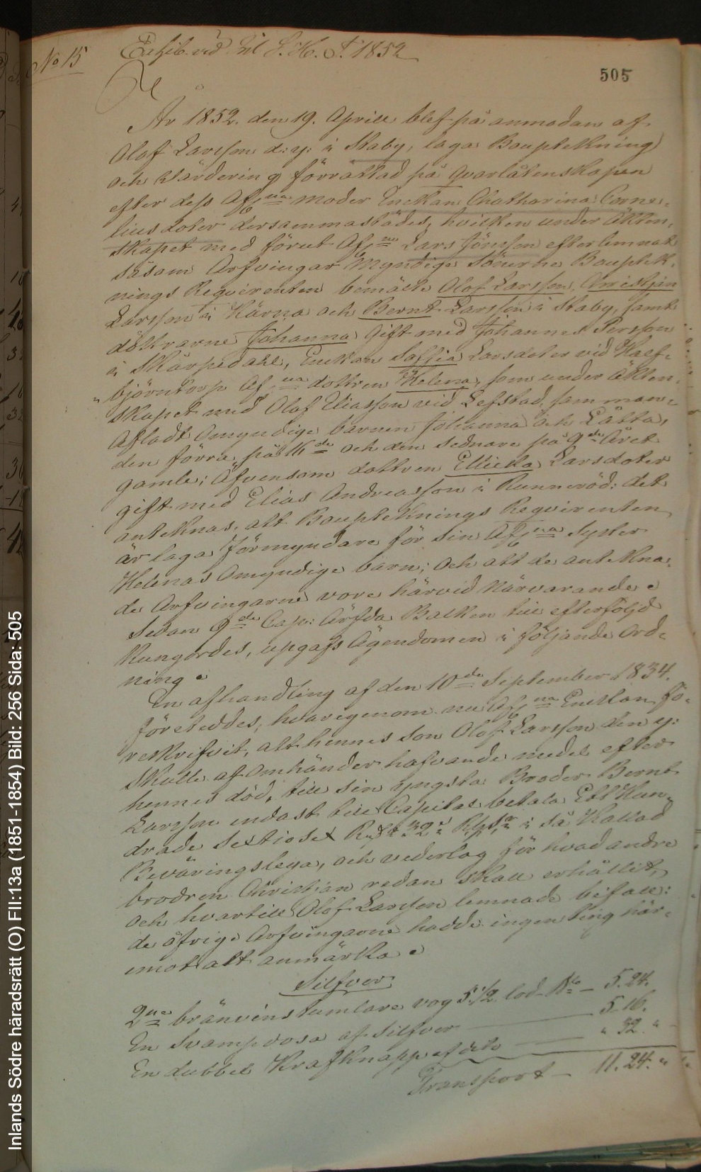 Inlands-Södre-häradsrätt-O-FII-13a-1851-1854-Bild-256-Sida-505