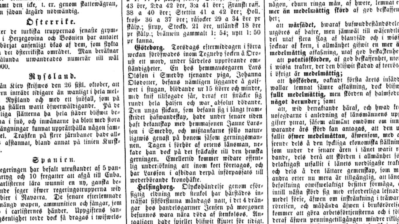 Tidningsutklipp Dalpilen 6 Nov 1875