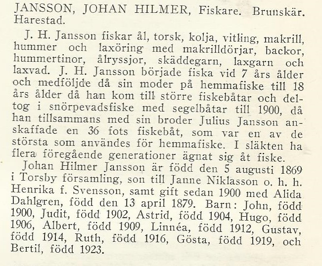 Jansson, Johan Hilmer, Text