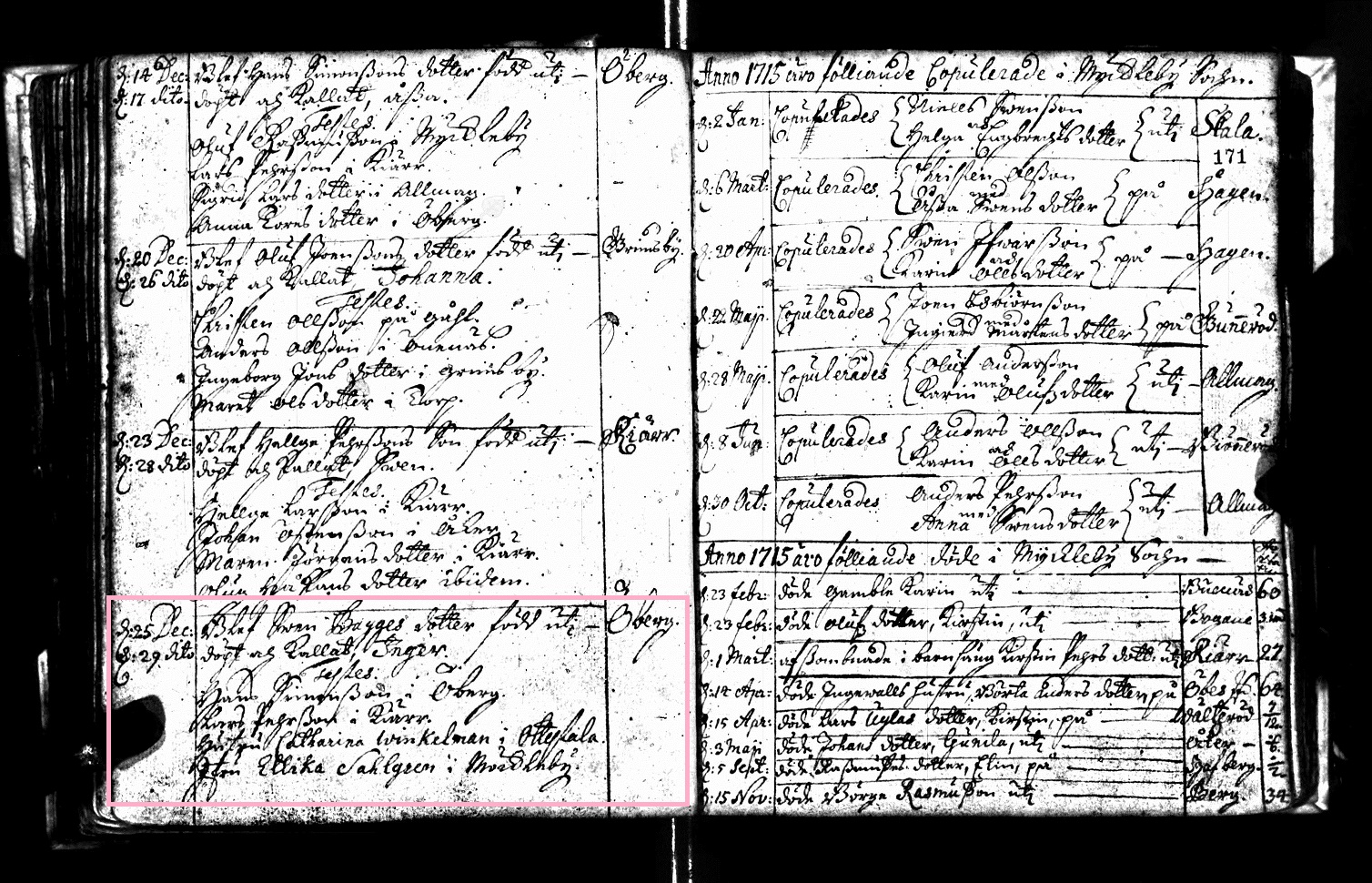 Inger Bagge record of birth 1715