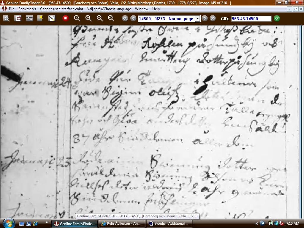 Pehr Tallesson's Death Record