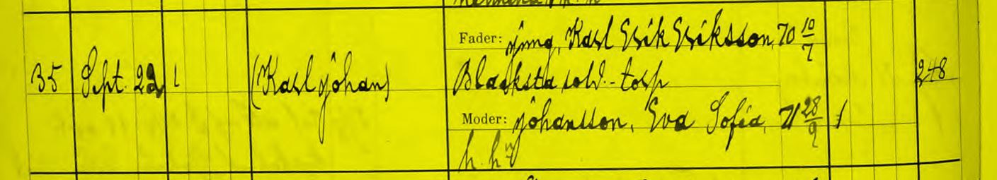 Karl Johan Ljung födelse 22 sep 1898 Ärla C 11 sid 30