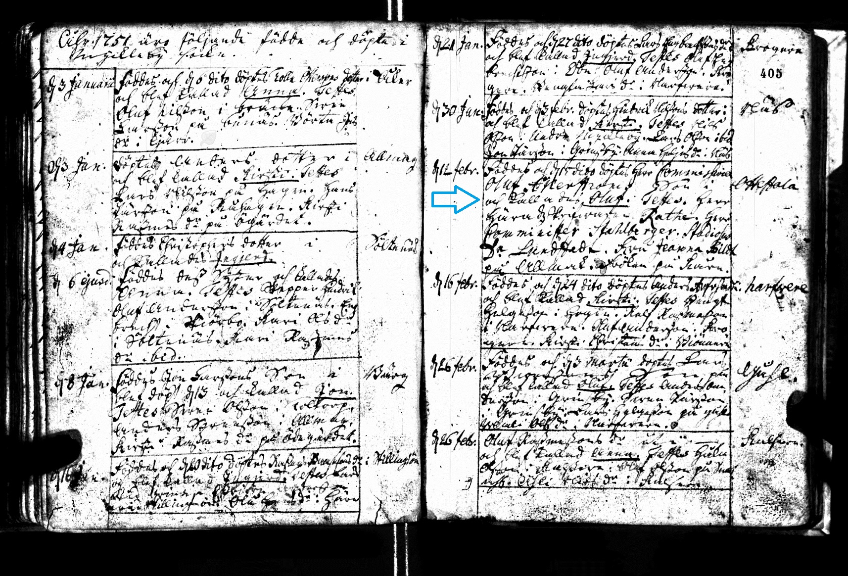 OLof Akerstrom record of birth 1751