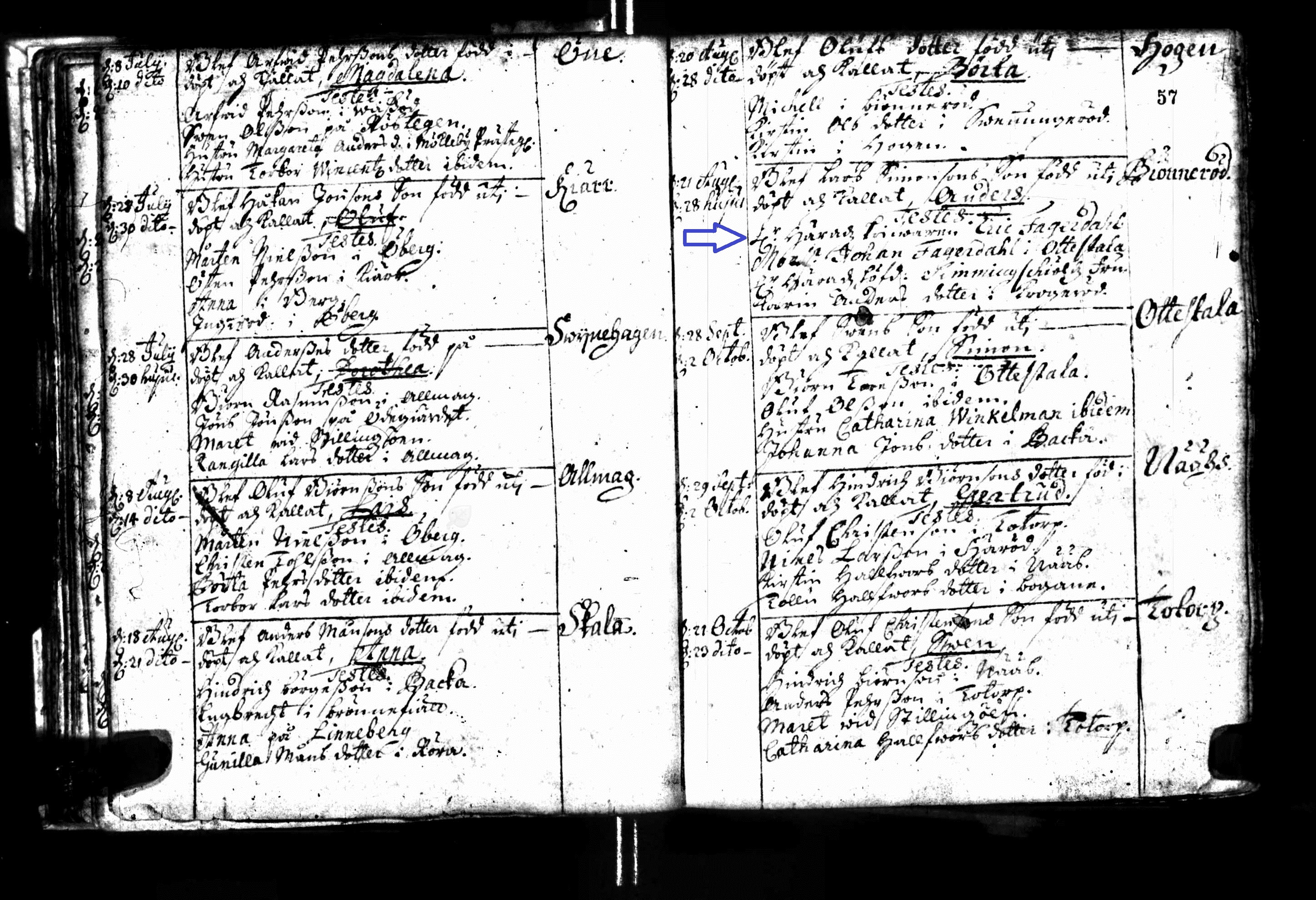 Anders Larsson record of birth 1698