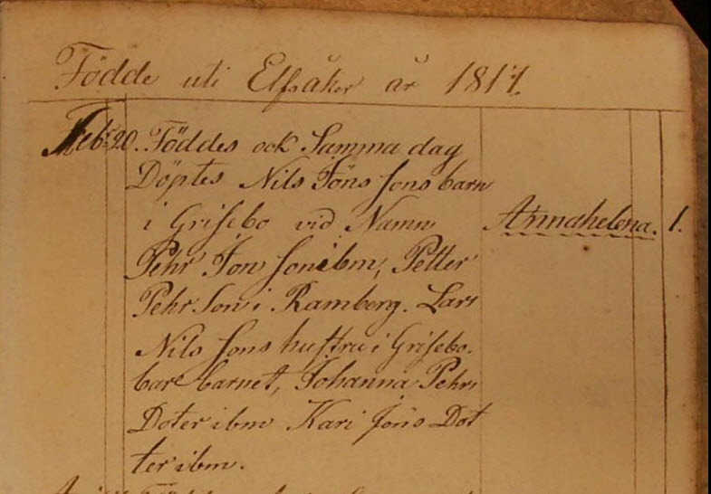 Anna Helena Nilsdotter född 1817-02-20 i Grisebo Älvsåker